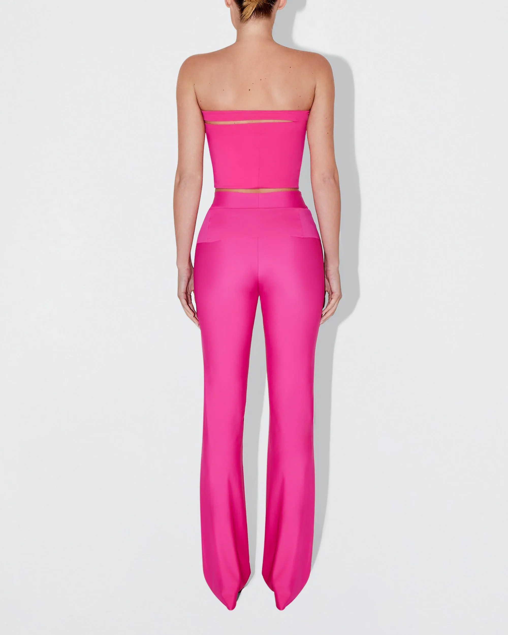 Sleek Stretch Cutout Foldover Pant | Fuchsia sold by KHY product image thumbnail 4