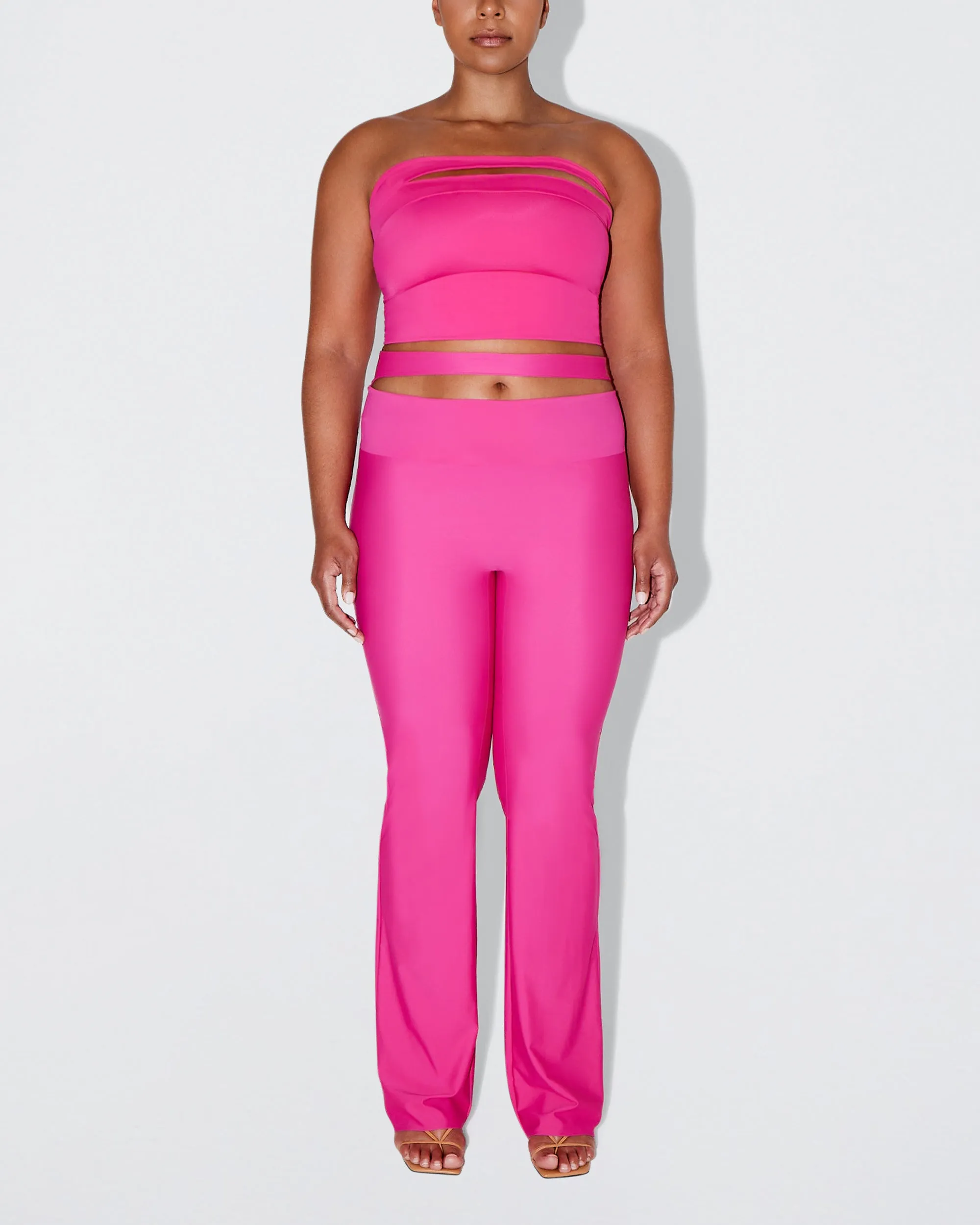 Sleek Stretch Cutout Foldover Pant | Fuchsia sold by KHY product image thumbnail 5