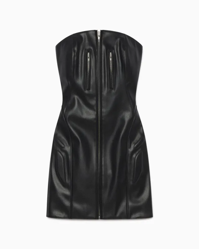 Faux Leather Strapless Mini Dress | Black sold by KHY