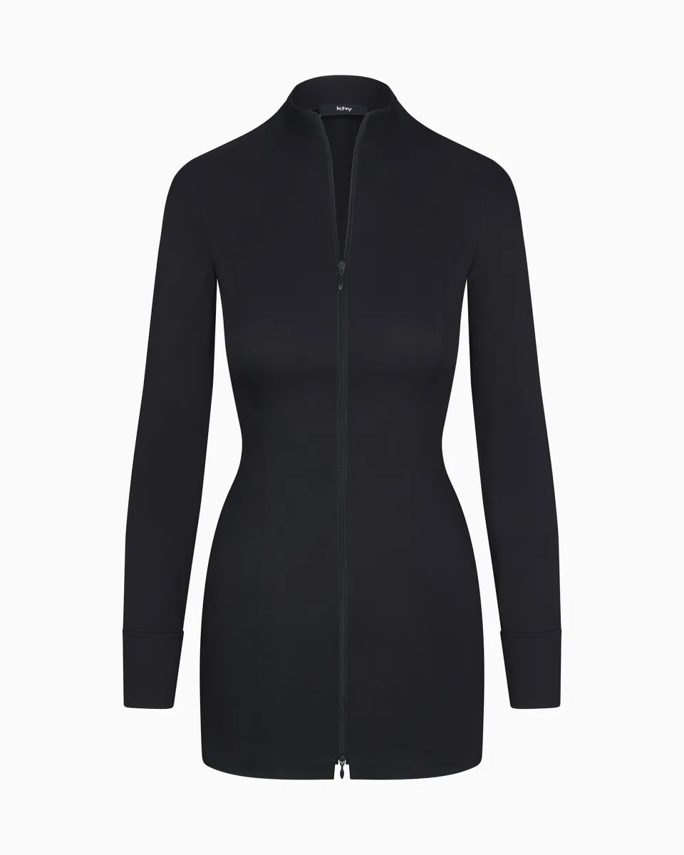 Poplin Zip Mini Dress | Black sold by KHY
