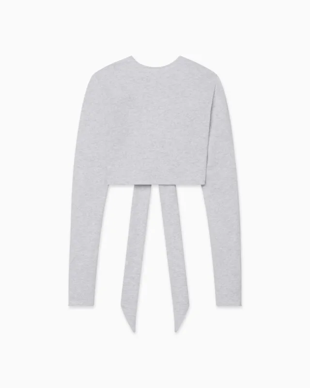 Long Sleeve Wrap Top | Light Heather Grey sold by KHY