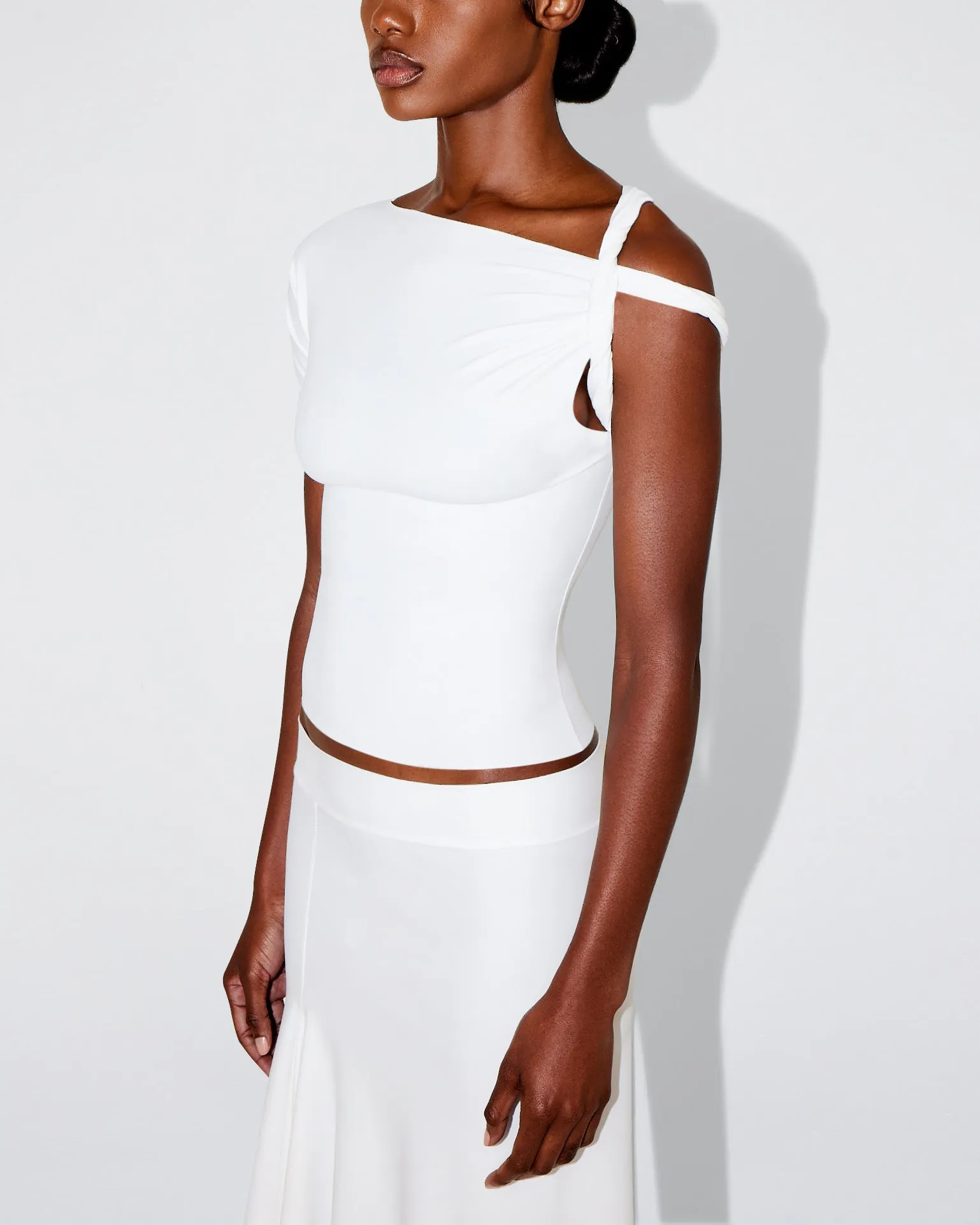 Sleek Stretch Twisted Top | Bright White sold by KHY product image thumbnail 5