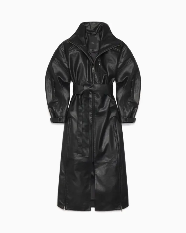 Faux Leather Trench | Black sold by KHY