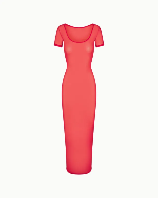 Mesh Scoop Neck Maxi Dress | Cherry sold by KHY