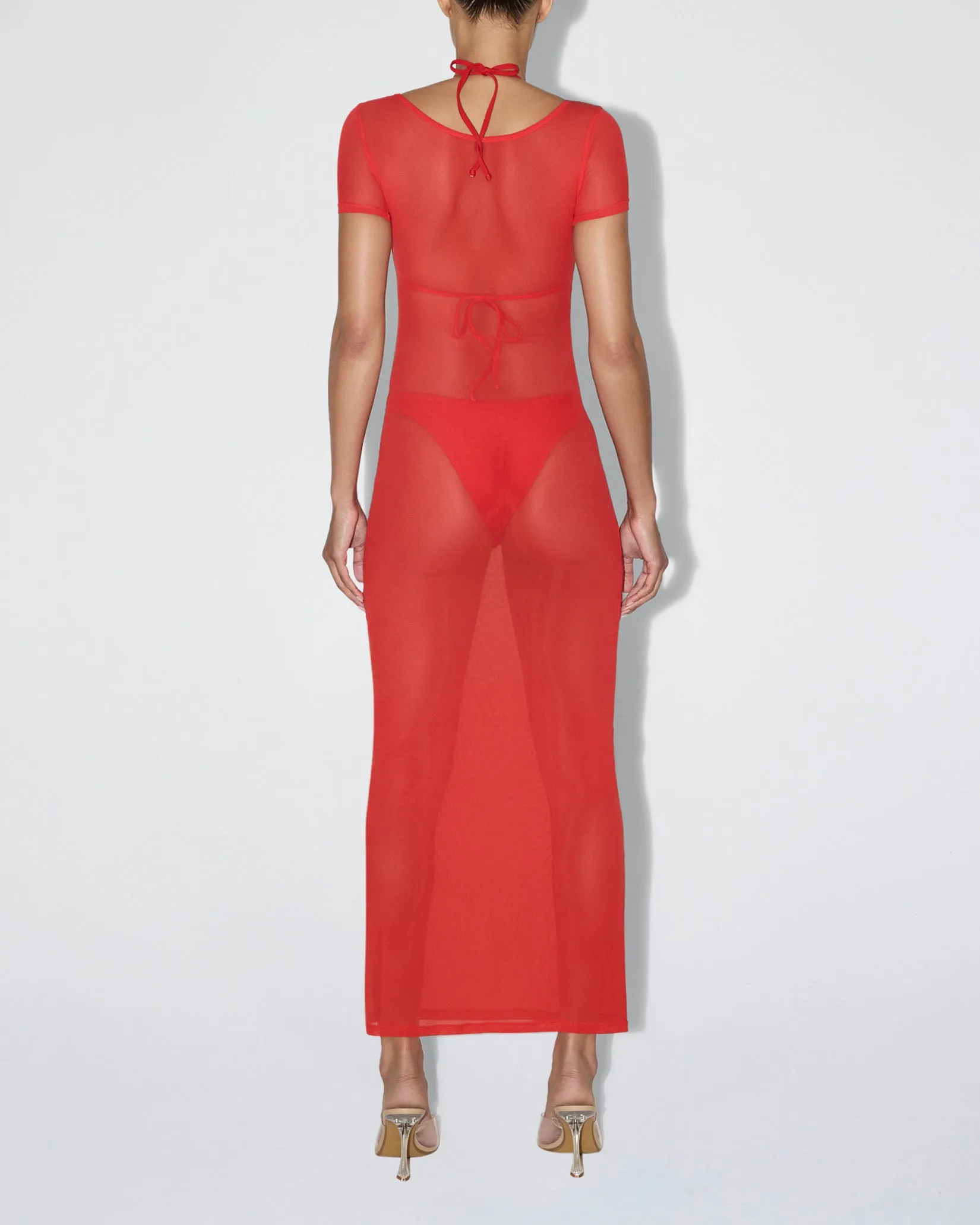 Mesh Scoop Neck Maxi Dress | Cherry sold by KHY product image thumbnail 4