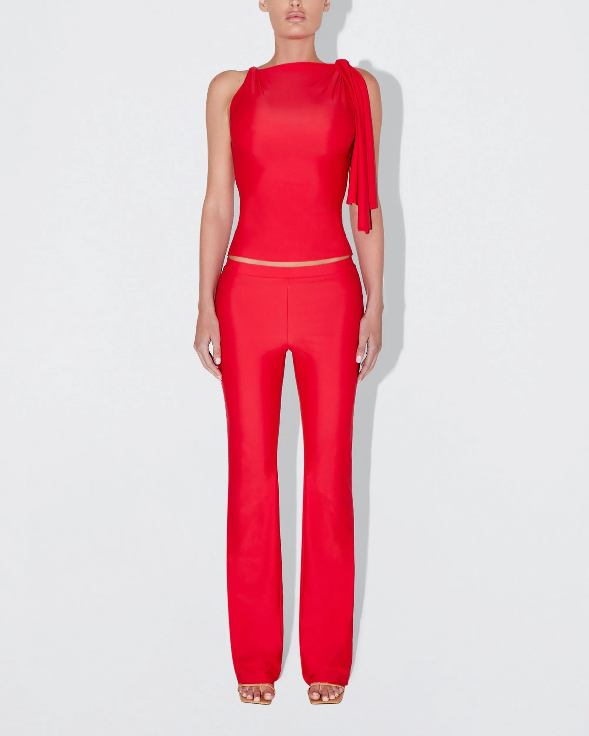 Sleek Stretch Knotted Top | Tomato sold by KHY product image thumbnail 2