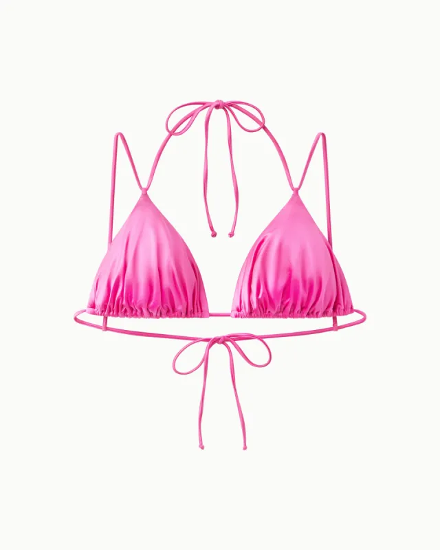 Ruched Triangle Bikini Top | Candy Pink sold by KHY