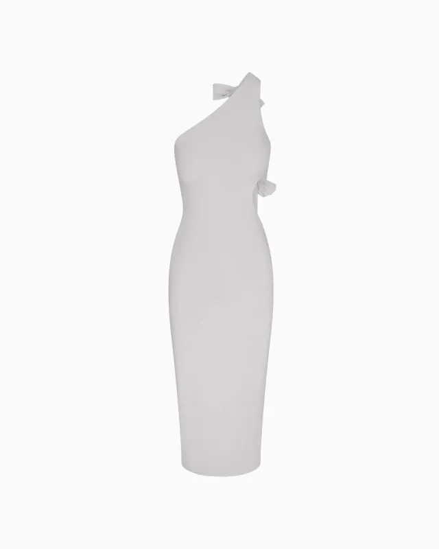 Smooth Stretch One Shoulder Midi Dress | Light Grey sold by KHY