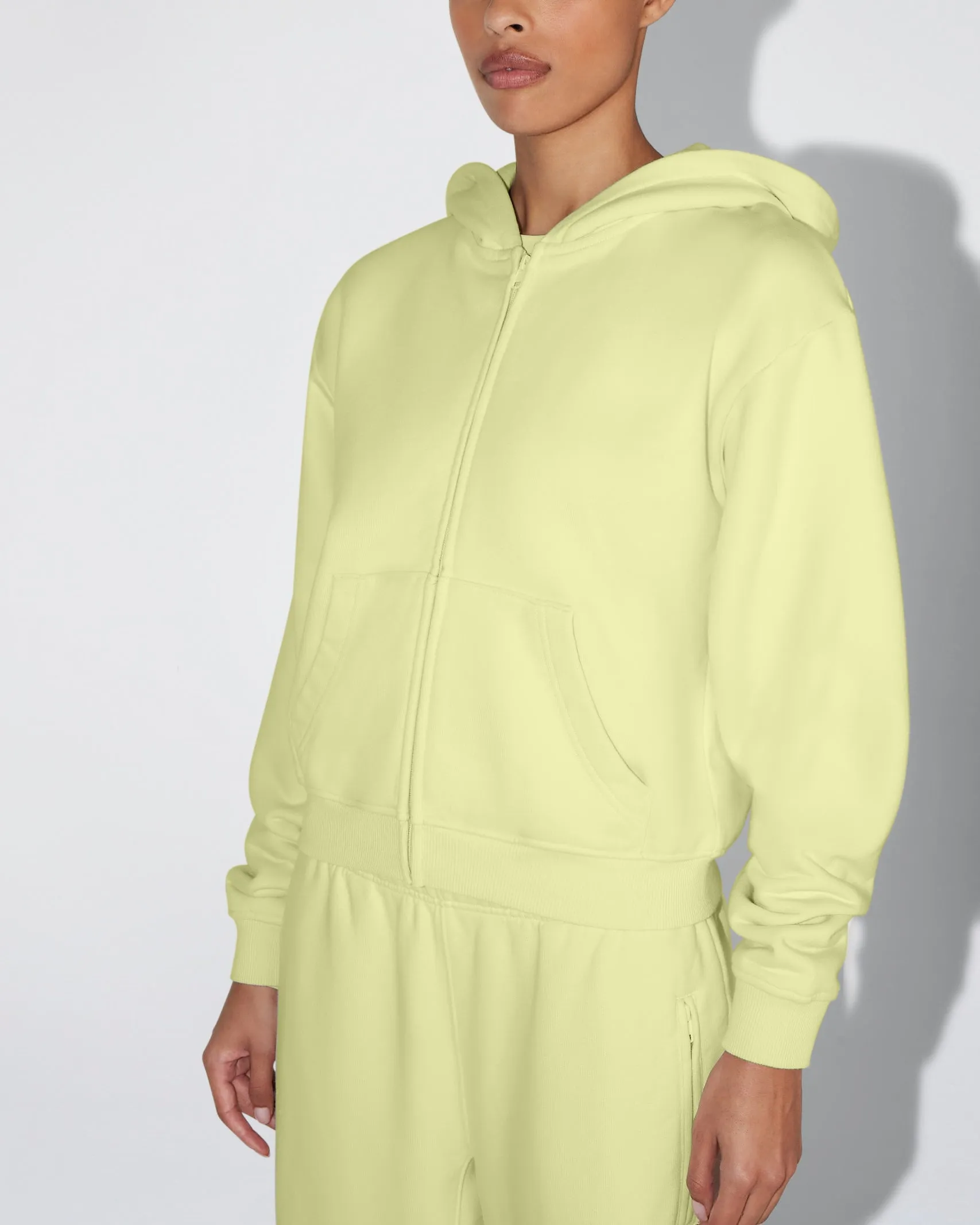 Fleece Zip Hoodie with Oversized Hood | Limoncello sold by KHY product image thumbnail 5