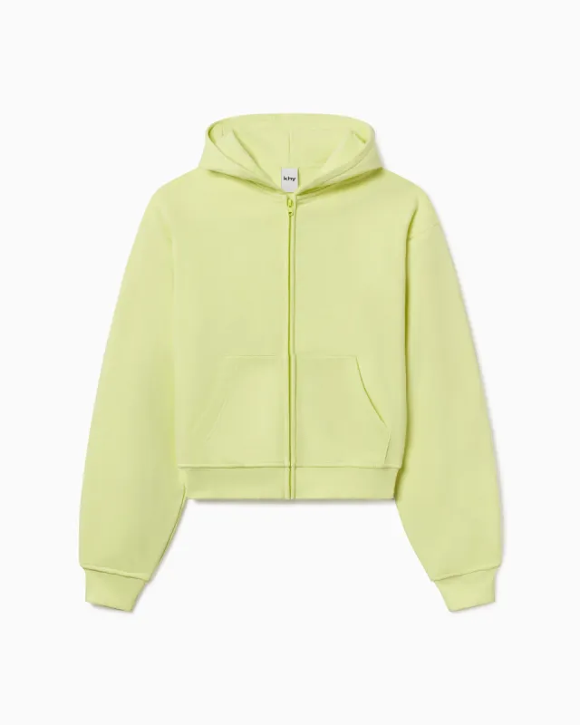 Fleece Zip Hoodie with Oversized Hood | Limoncello sold by KHY