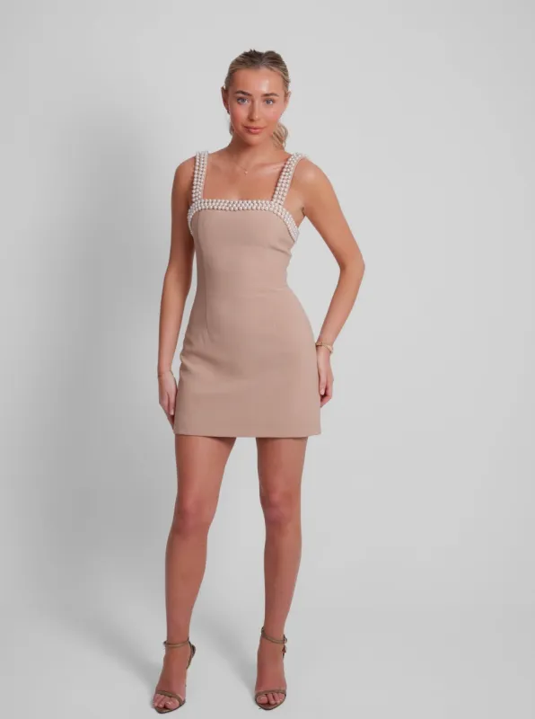 The Ultimate Muse Pearl Trim Mini Dress sold by Odd Muse