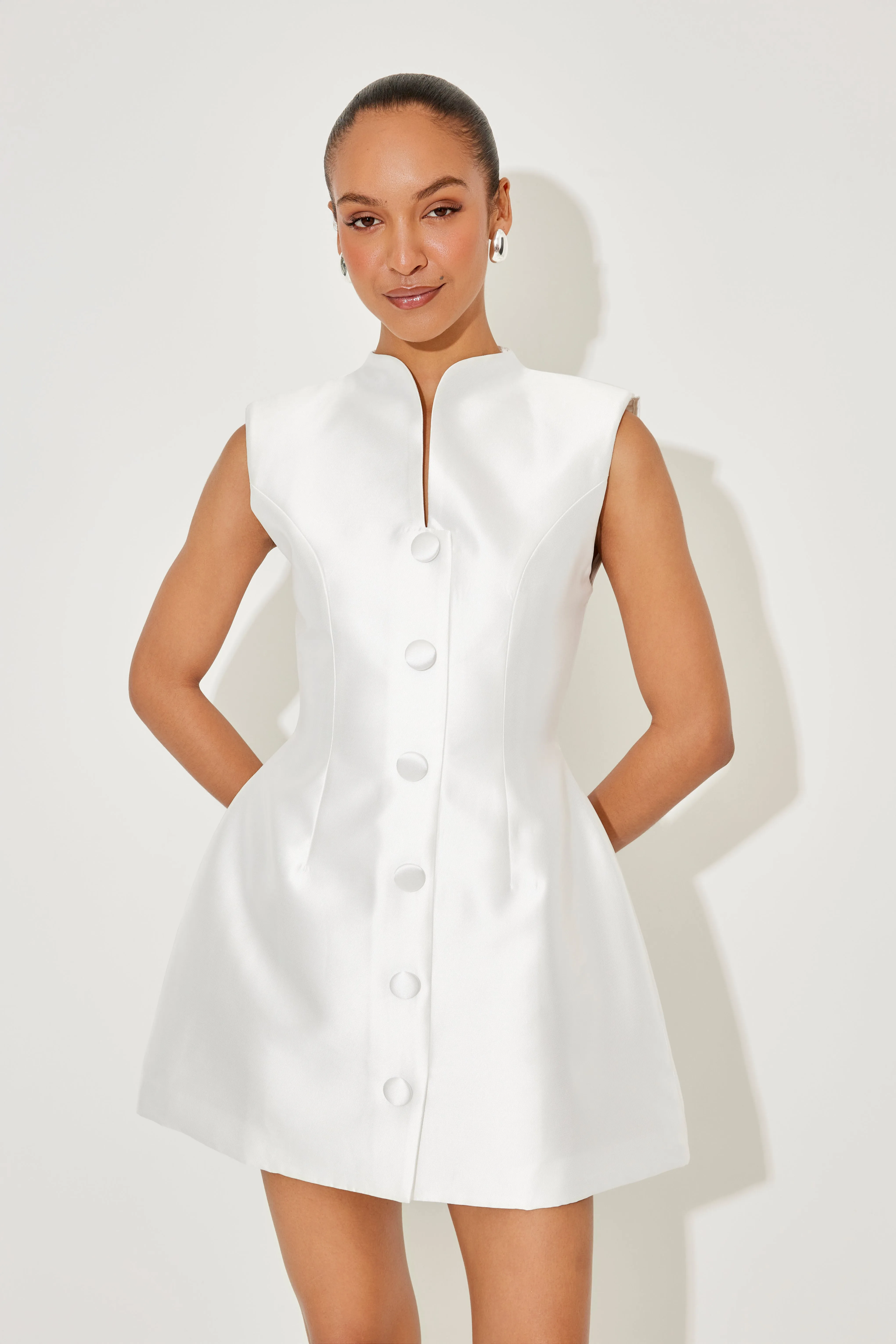 The Ultimate Muse Satin Button Mini Dress sold by Odd Muse