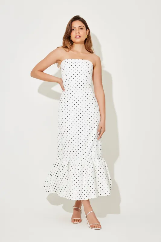 The Ultimate Muse Strapless Peplum Hem Midi Dress made by Odd Muse