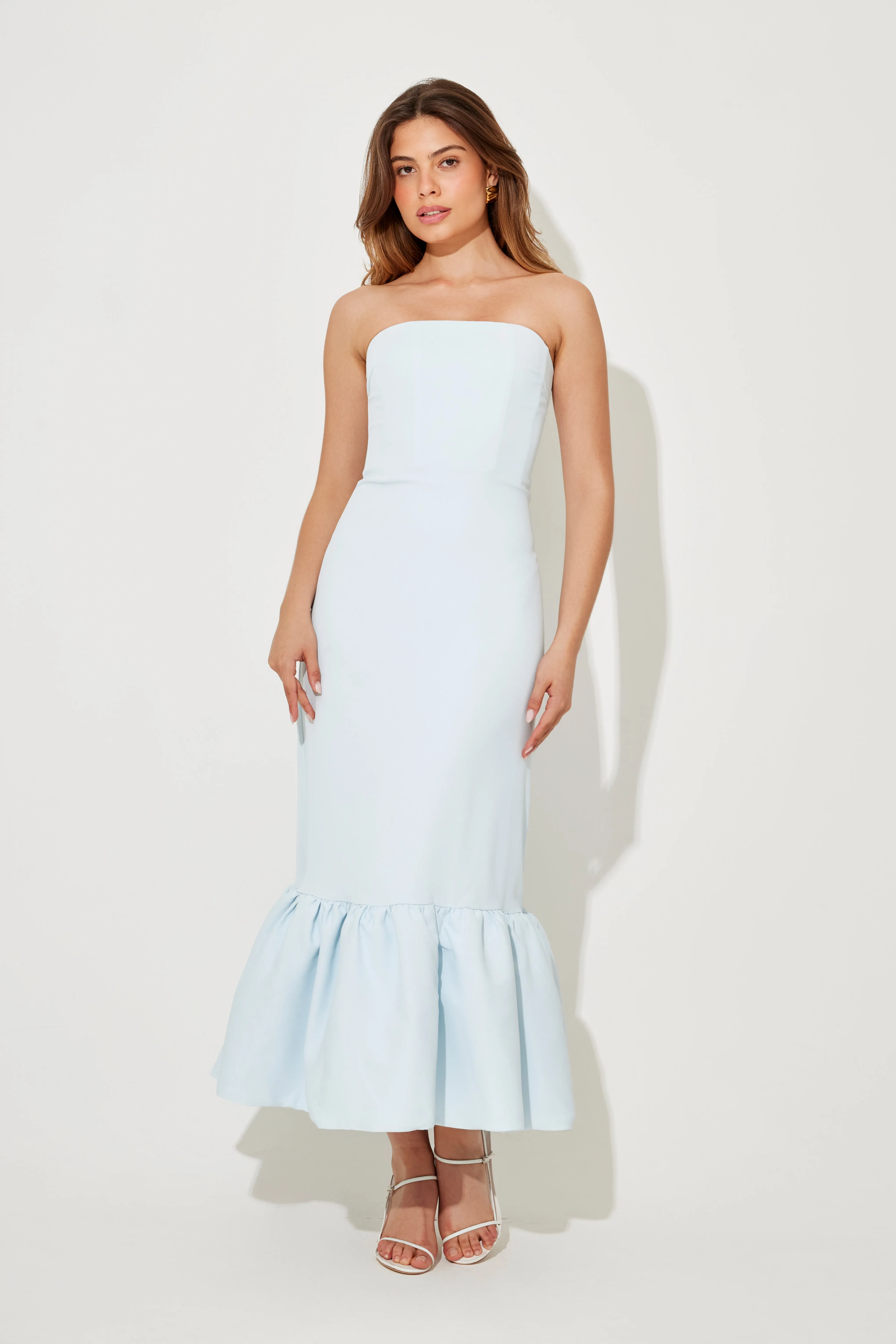 The Ultimate Muse Strapless Peplum Hem Midi Dress sold by Odd Muse product image thumbnail 4