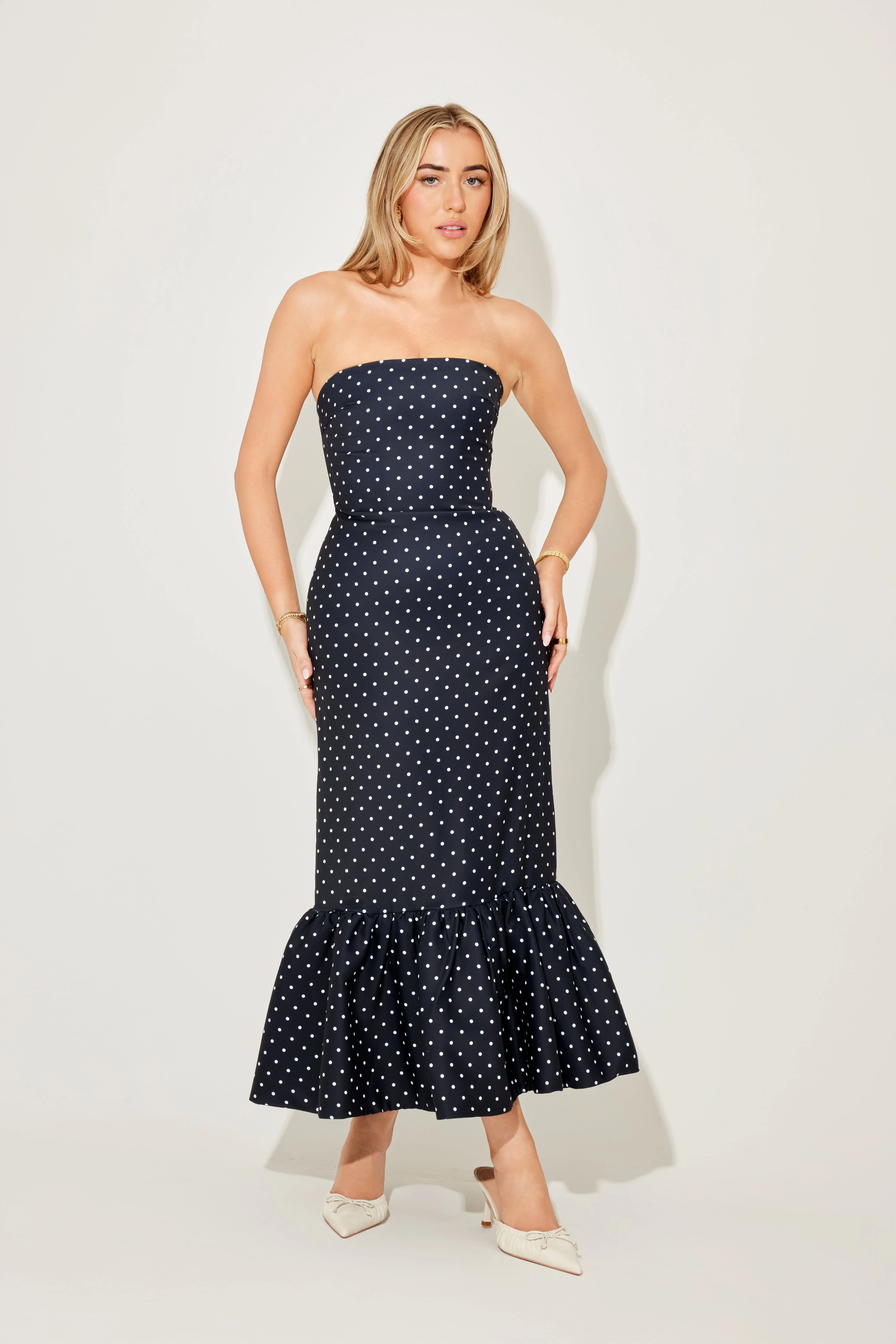 The Ultimate Muse Strapless Peplum Hem Midi Dress sold by Odd Muse product image thumbnail 2