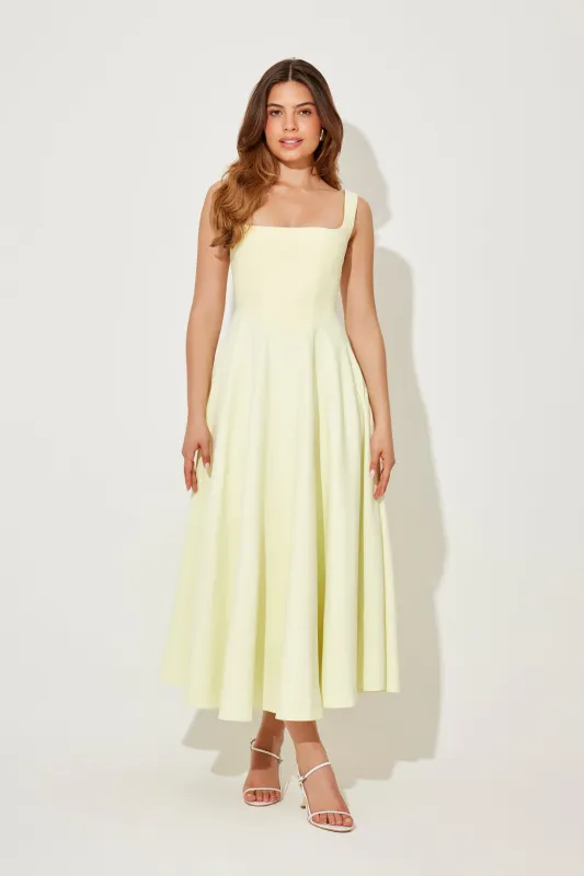 The Ultimate Muse High Waist Square Neck Midi Dress sold by Odd Muse