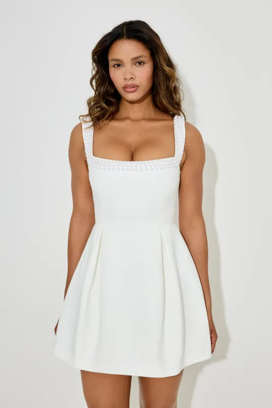 The Ultimate Muse Pearl Trim Mini Dress sold by Odd Muse