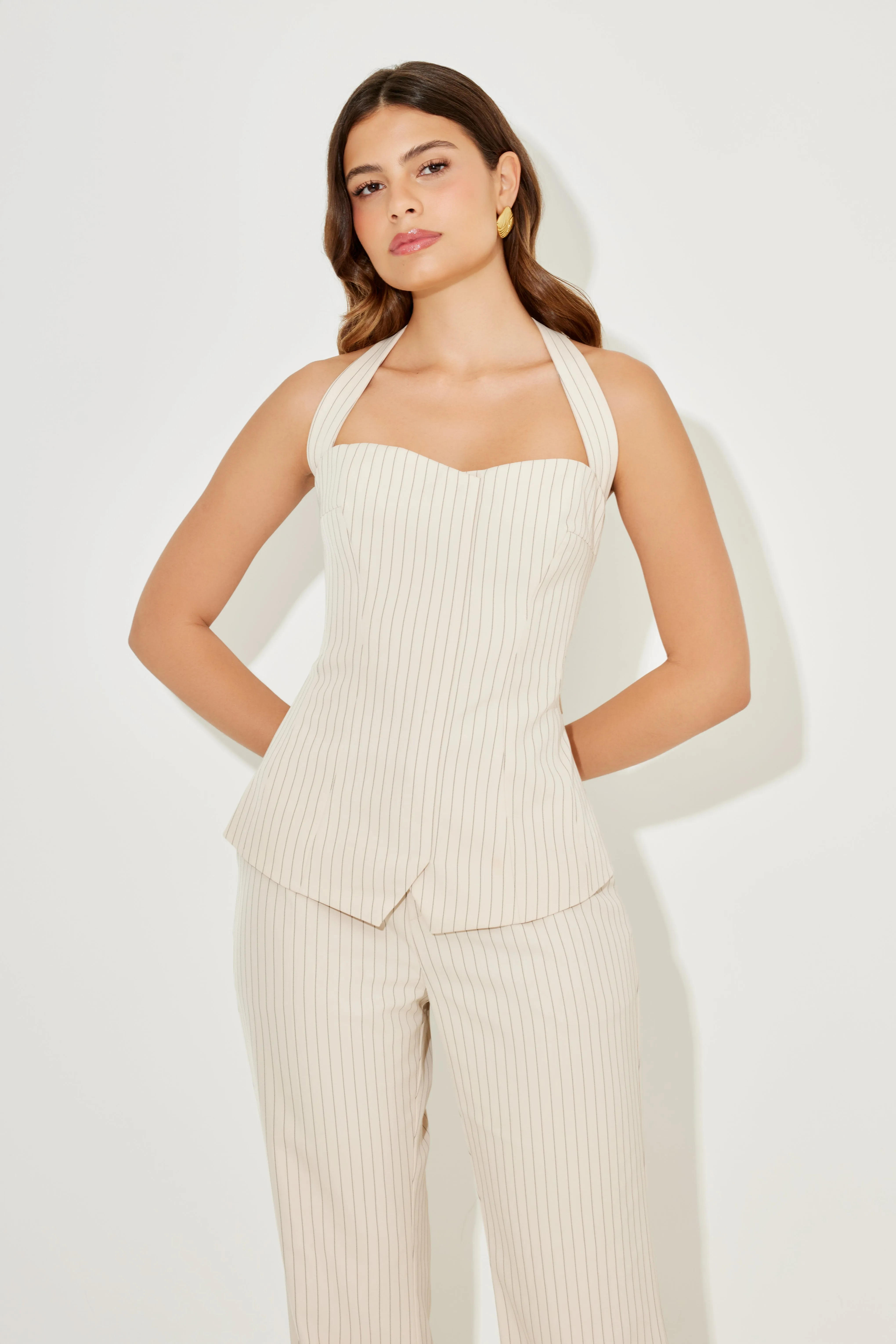 The Ultimate Muse Pin Stripe Halter Top sold by Odd Muse