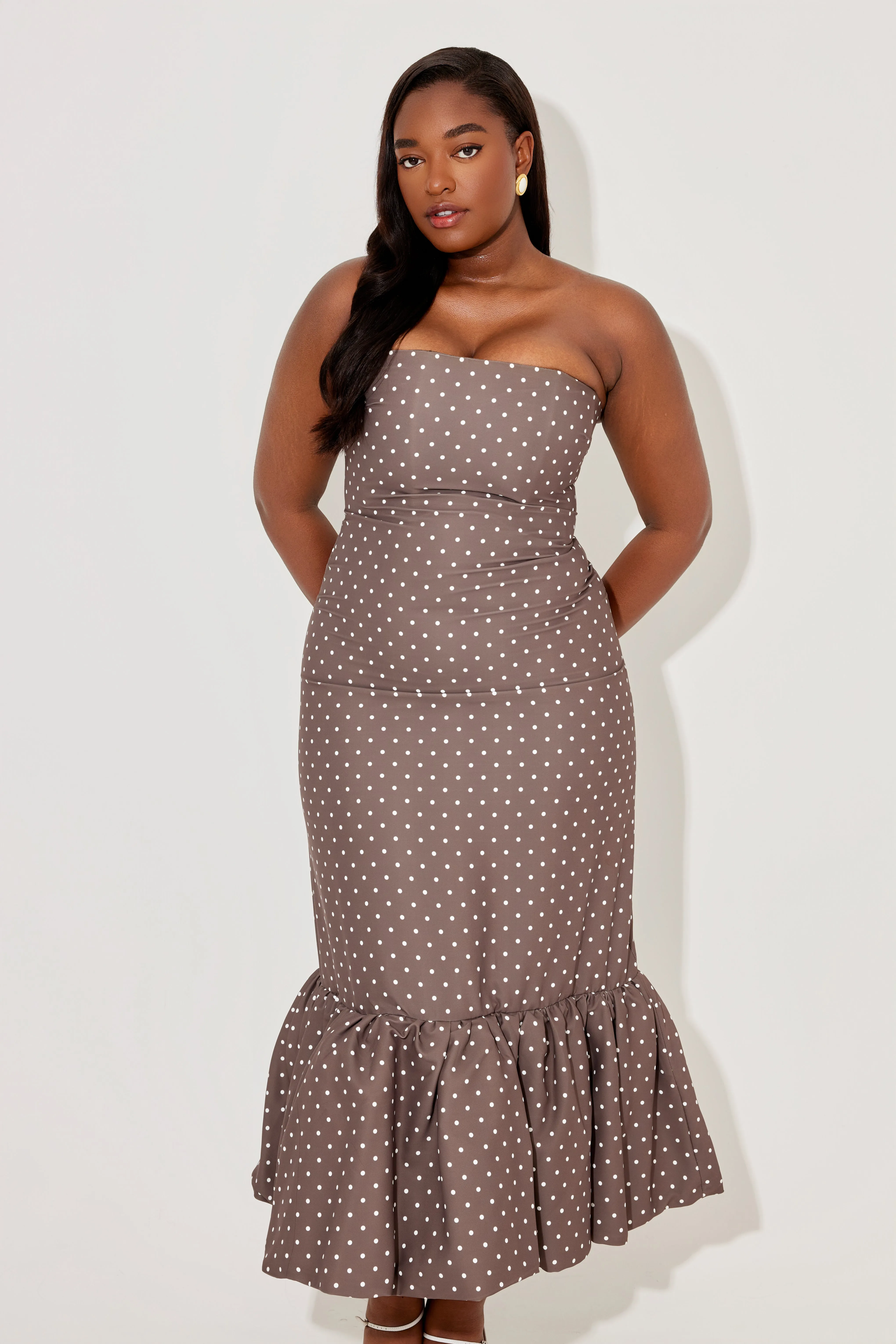 Strapless Peplum Midi Dress sold by Odd Muse product image thumbnail 5