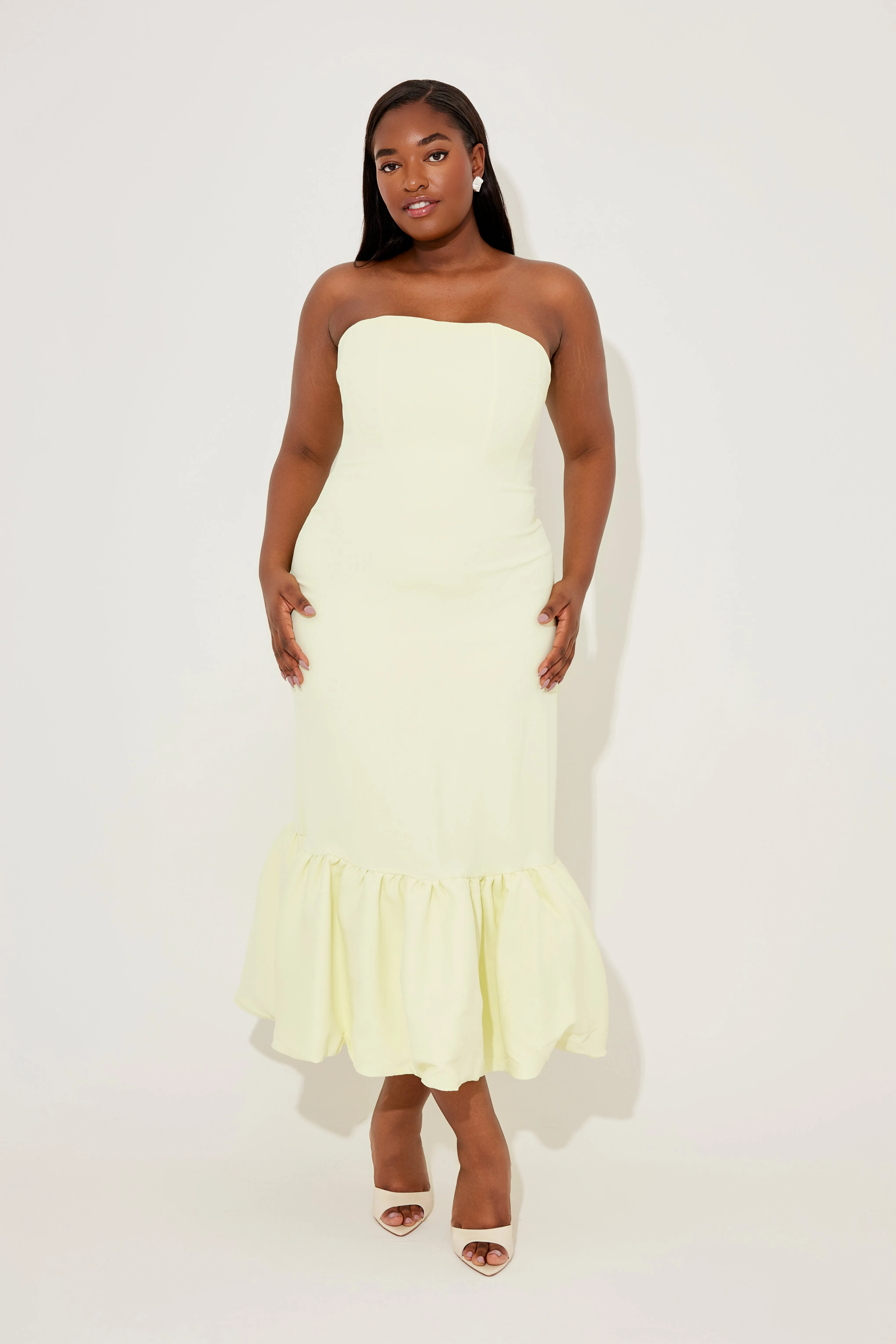 Strapless Peplum Hem Midi Dress sold by Odd Muse product image thumbnail 5