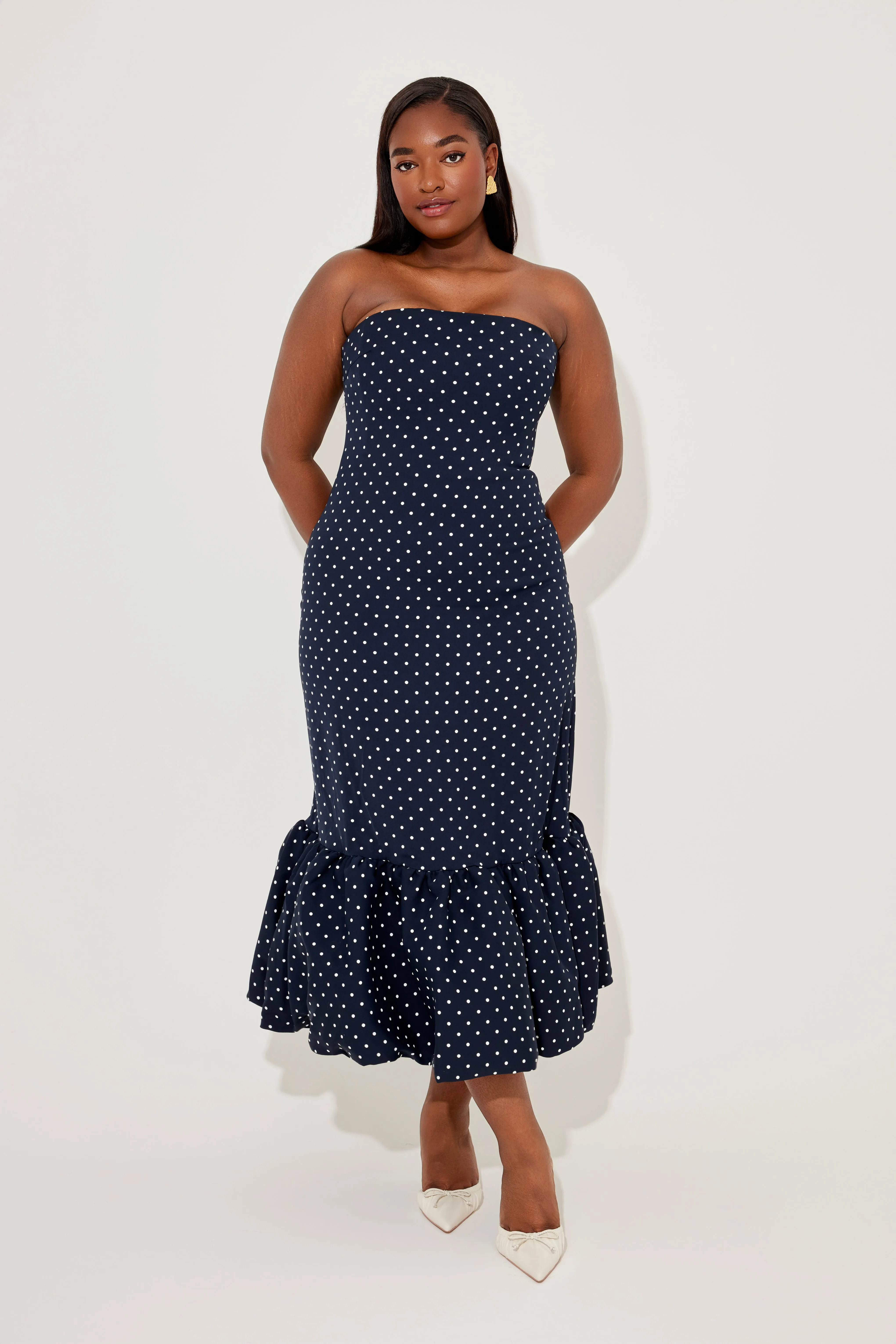 Strapless Peplum Midi Dress sold by Odd Muse product image thumbnail 5