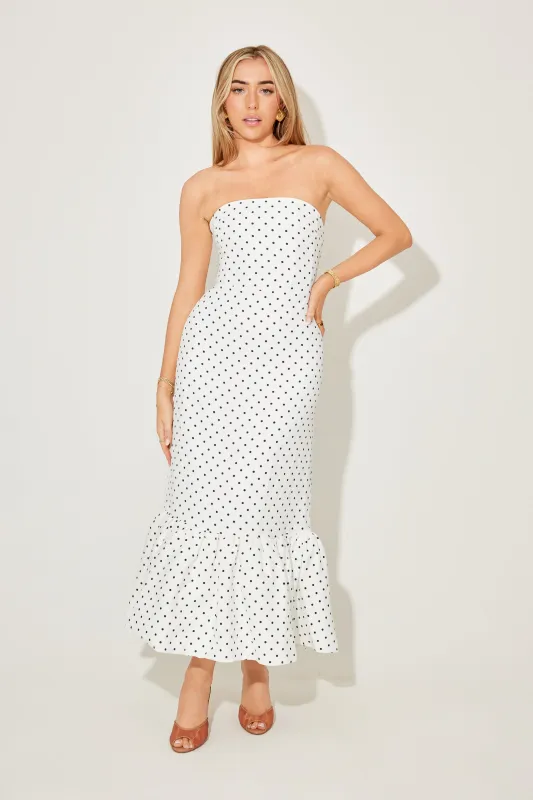 Strapless Peplum Midi Dress sold by Odd Muse