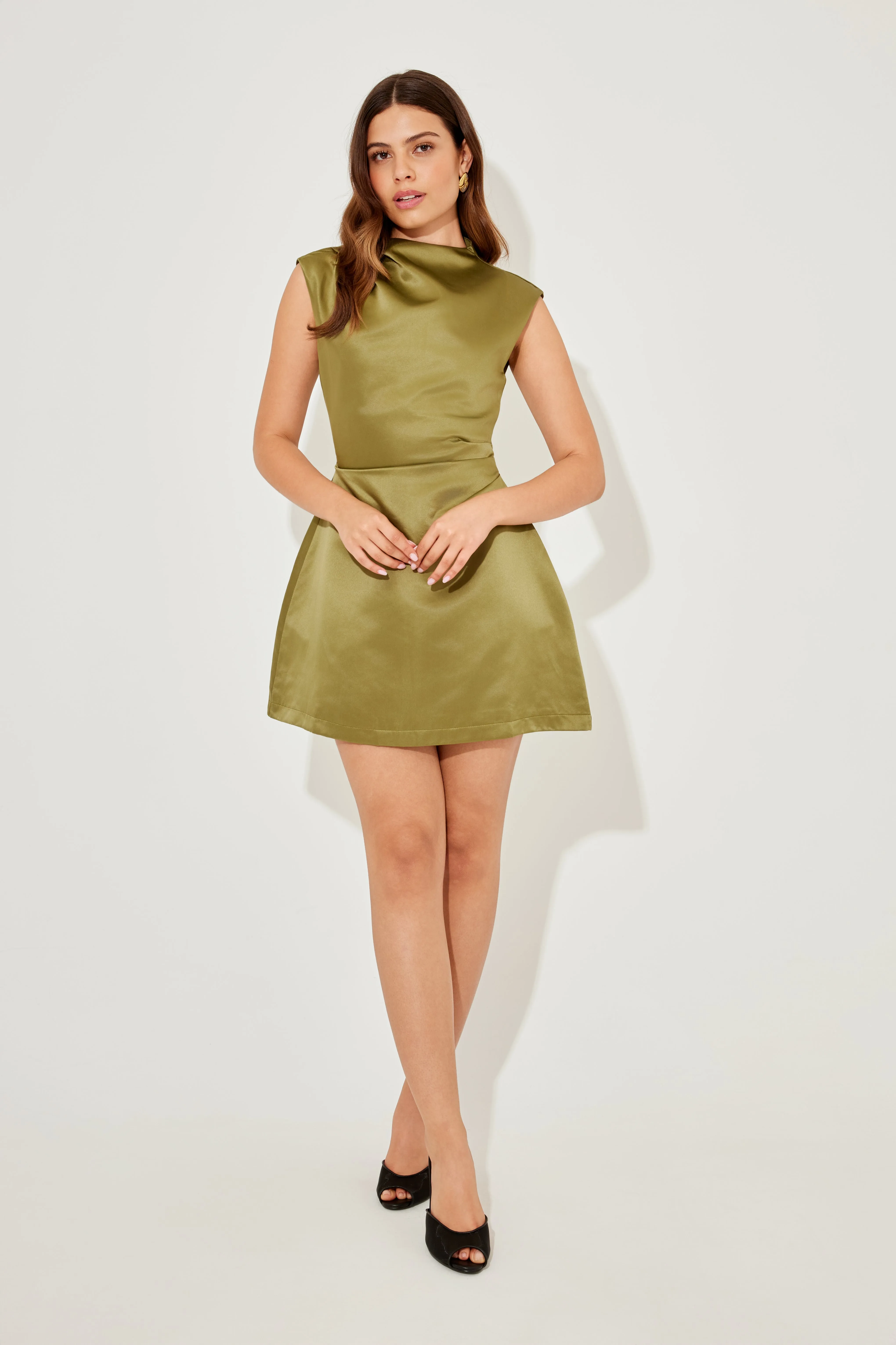 Satin Straight Neck Mini Dress sold by Odd Muse product image thumbnail 2