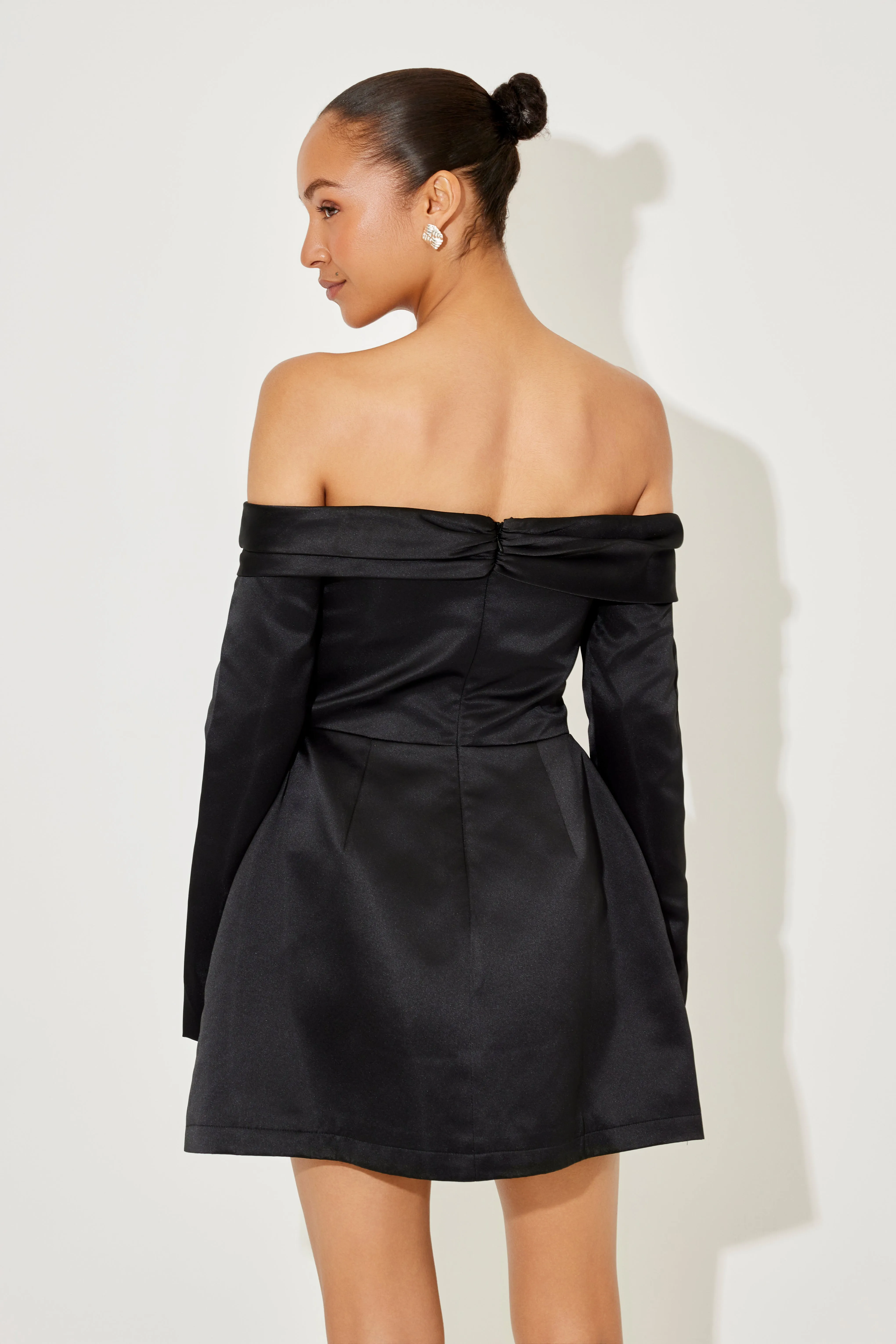 Satin Bardot Mini Dress sold by Odd Muse product image thumbnail 4