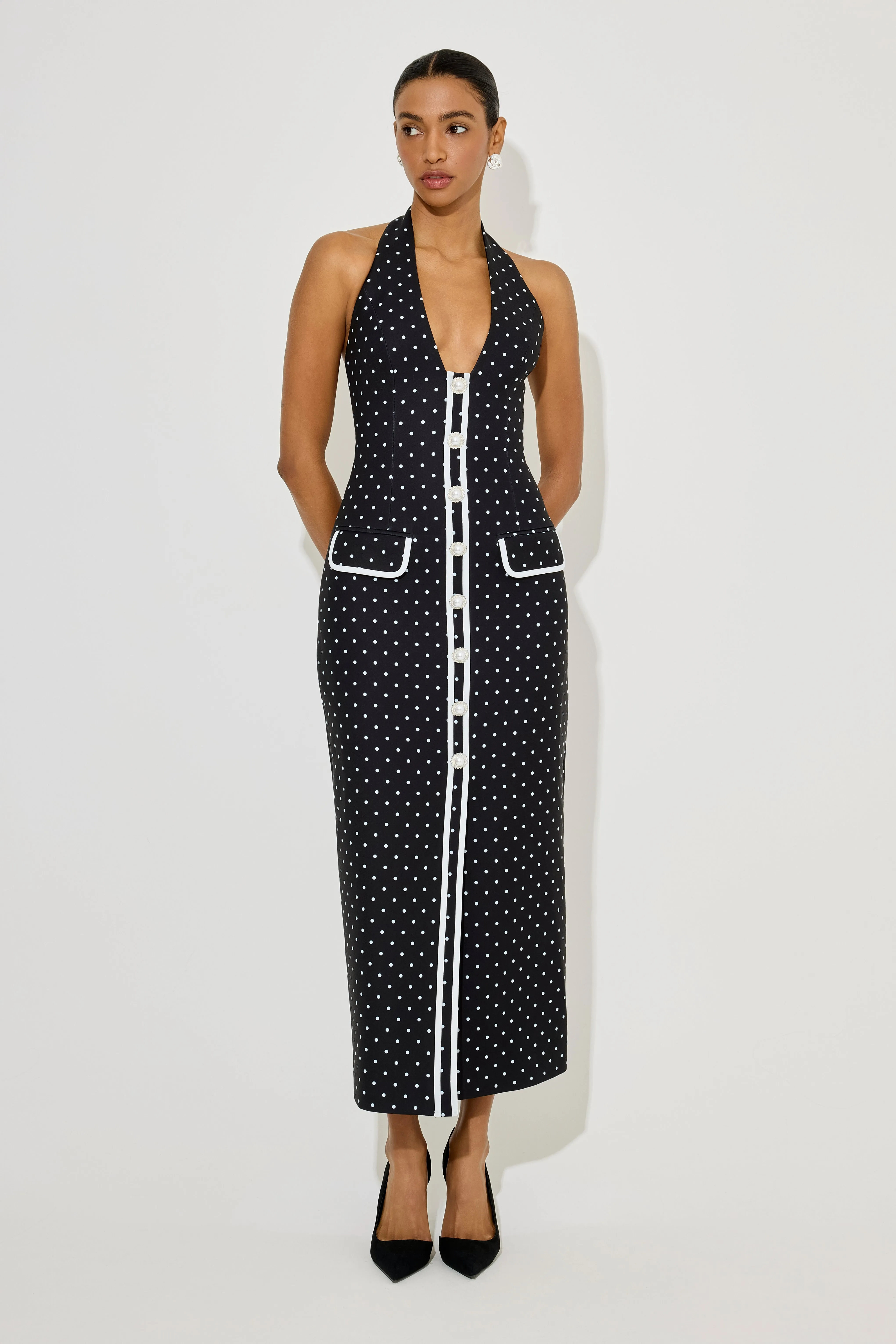 Polka Dot Button Midi Dress sold by Odd Muse product image thumbnail 5