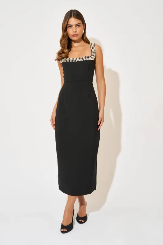 Pearl Trim Midi Dress made by Odd Muse