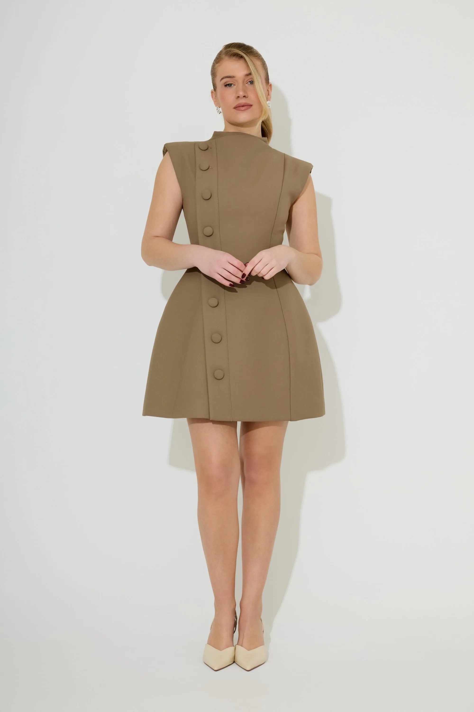 Sleeveless Button Detail Mini Dress sold by Odd Muse product image thumbnail 3