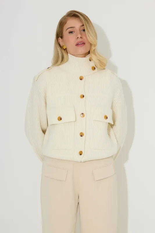 Wool High Neck Cardigan sold by Odd Muse