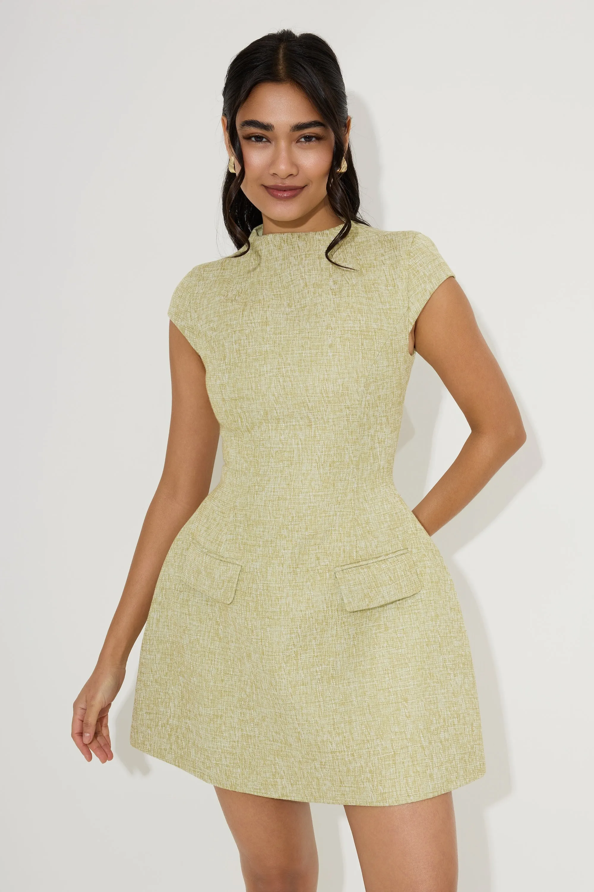 Tweed Cap Sleeve Mini Dress sold by Odd Muse