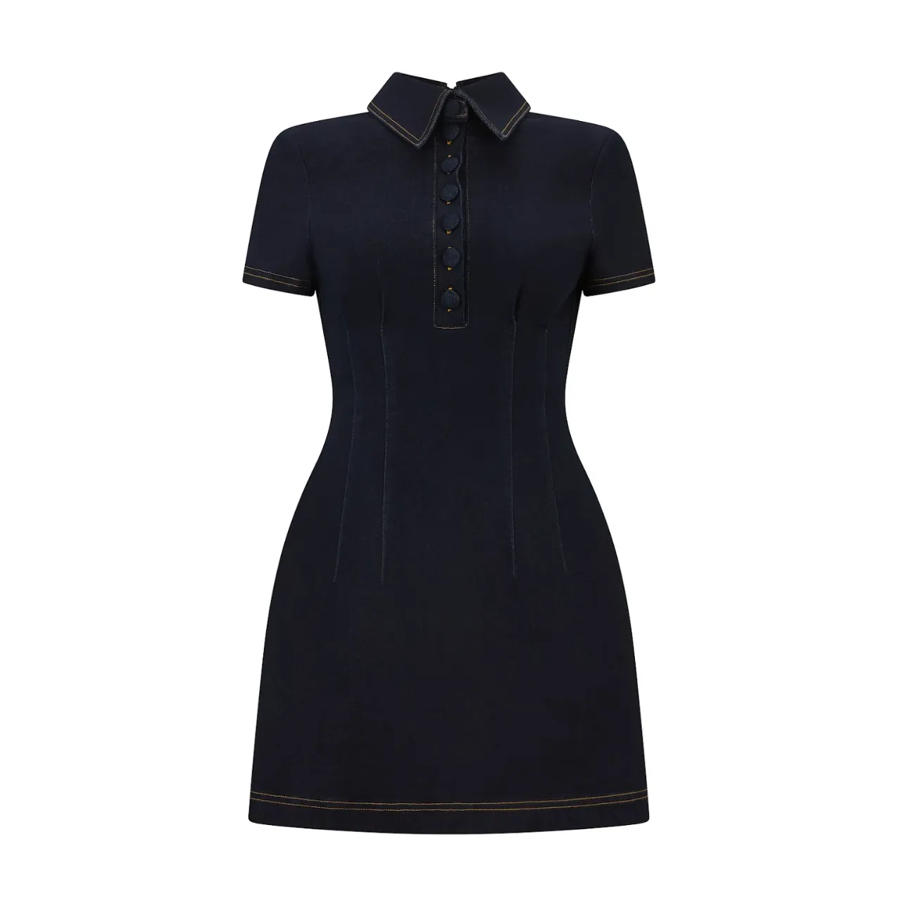 Cotton Mix Denim Collared Mini Dress sold by Odd Muse product image thumbnail 5