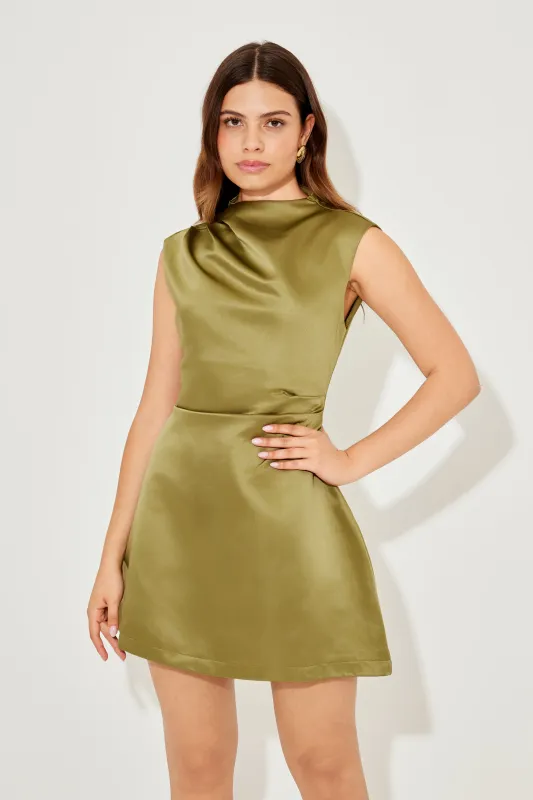 Satin Straight Neck Mini Dress made by Odd Muse