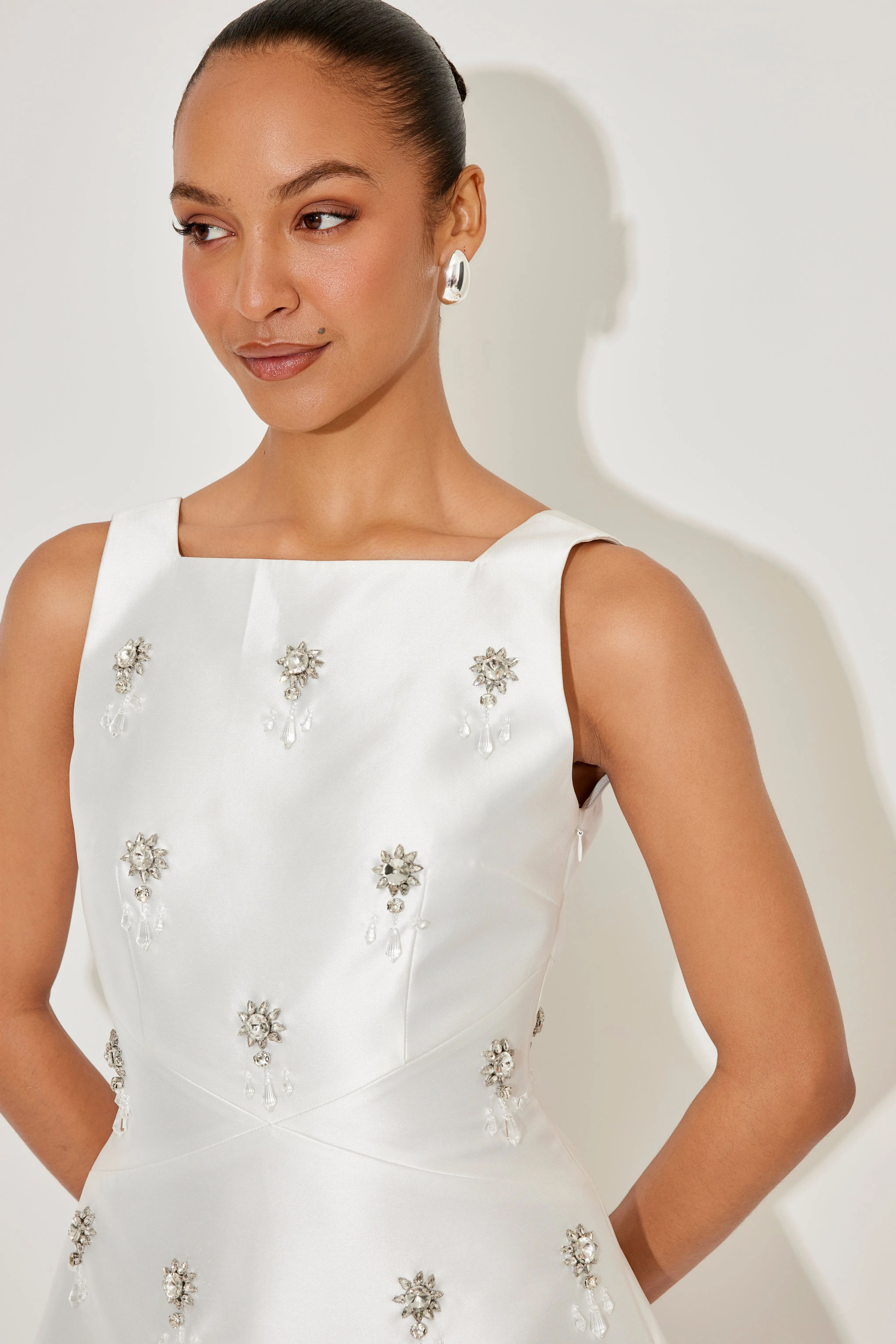 V-Back Satin Crystal Mini Dress sold by Odd Muse product image thumbnail 2