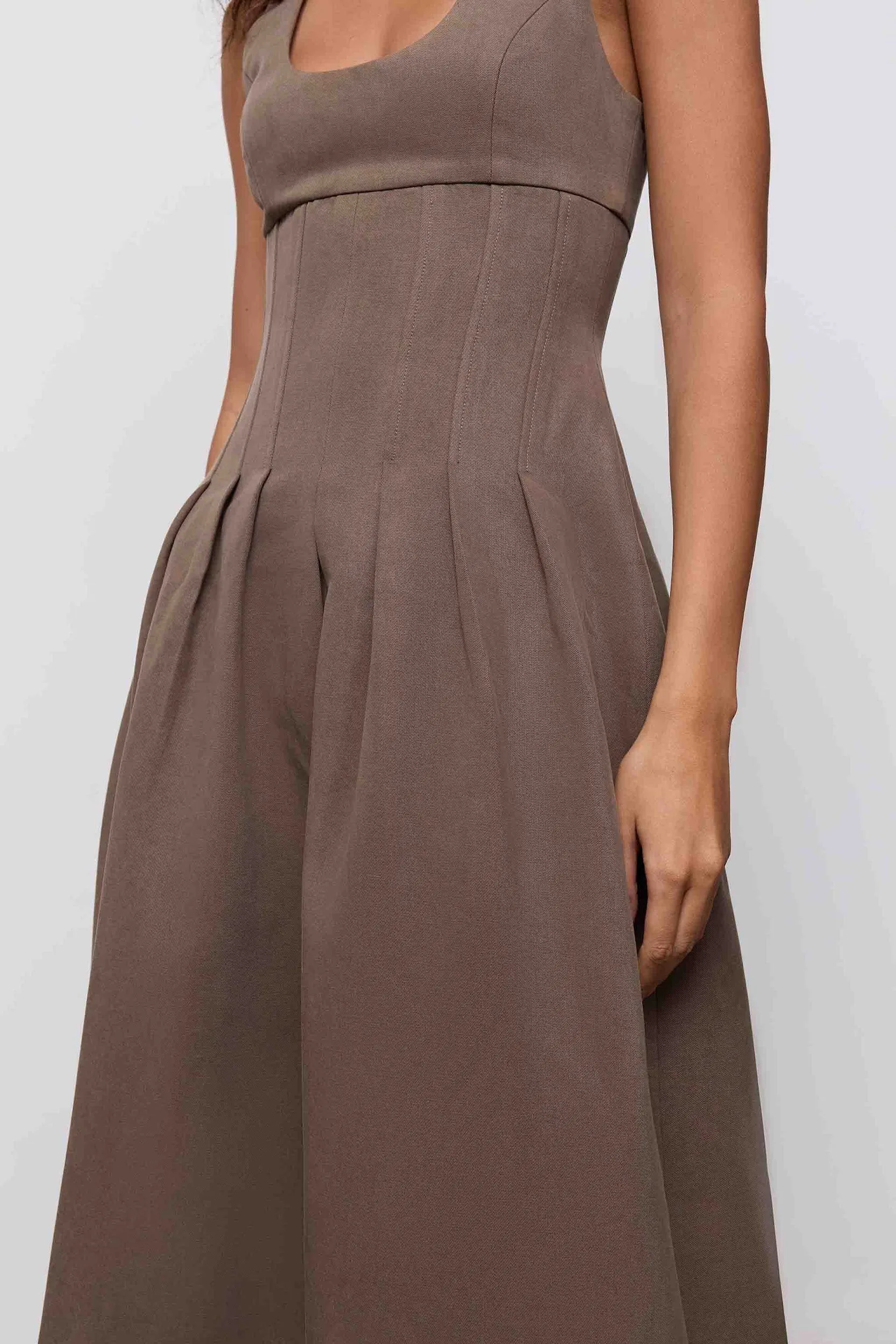 Cotton Mix Cinched Midi Dress sold by Odd Muse product image thumbnail 4