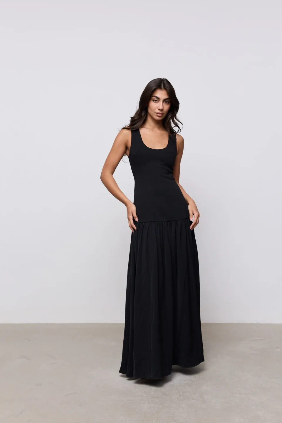 Cotton Mix Dropped Waist Maxi Dress sold by Odd Muse