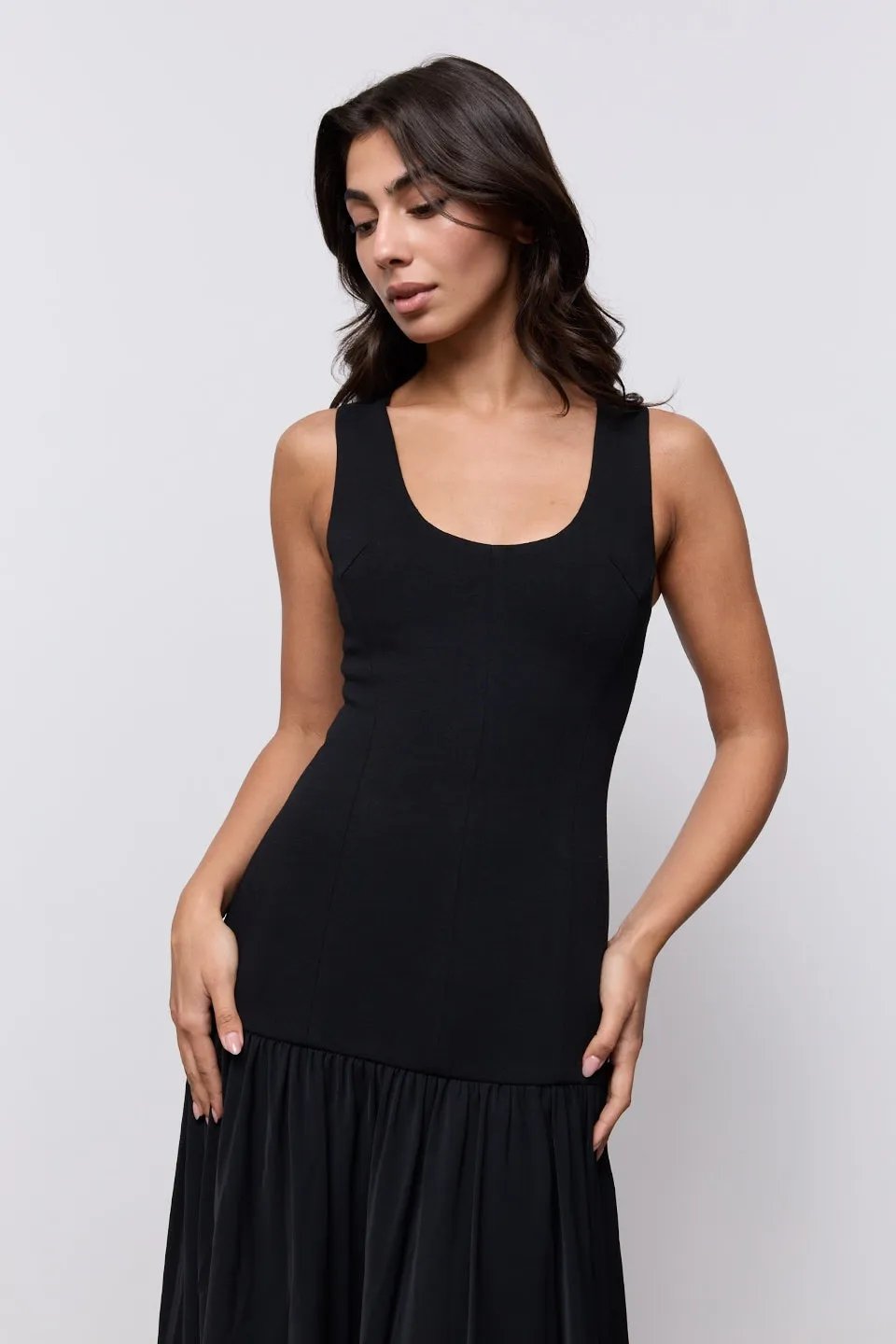 Cotton Mix Dropped Waist Maxi Dress sold by Odd Muse product image thumbnail 3