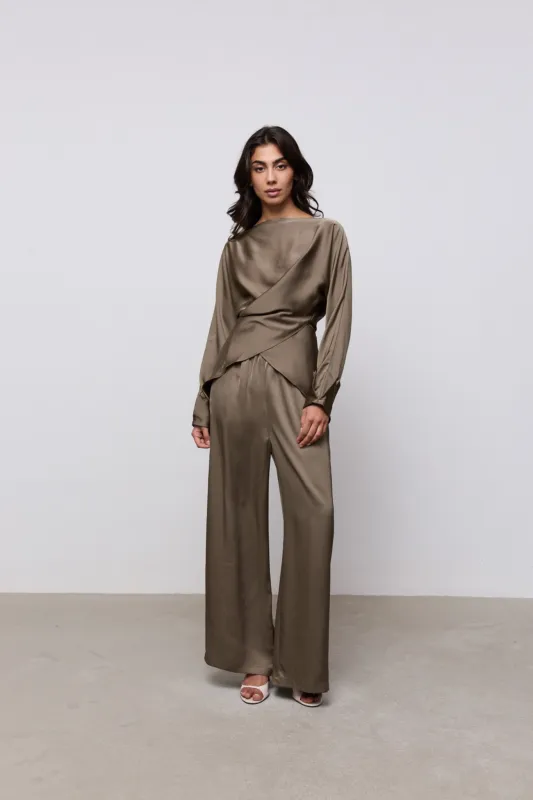 Satin Wide Leg Trousers made by Odd Muse
