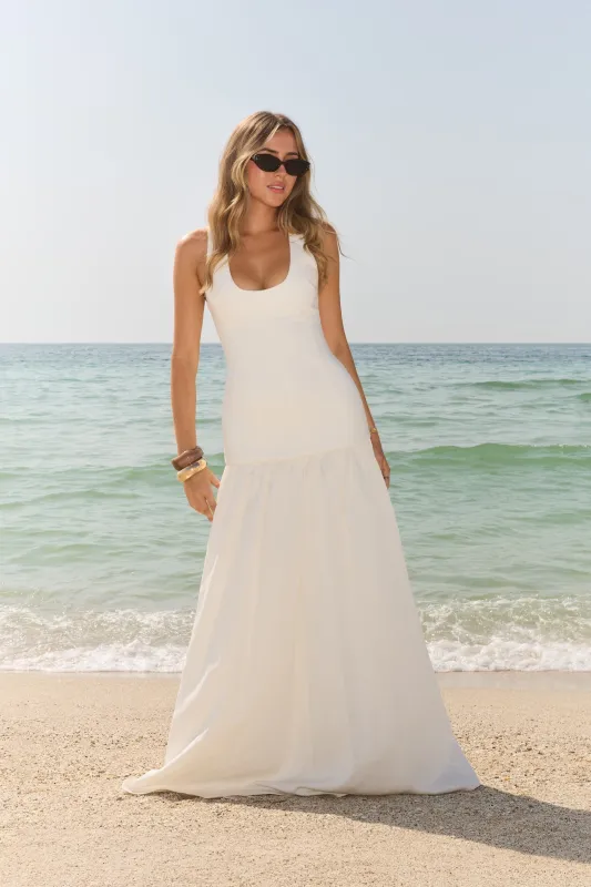 Linen Mix Dropped Waist Maxi Dress made by Odd Muse