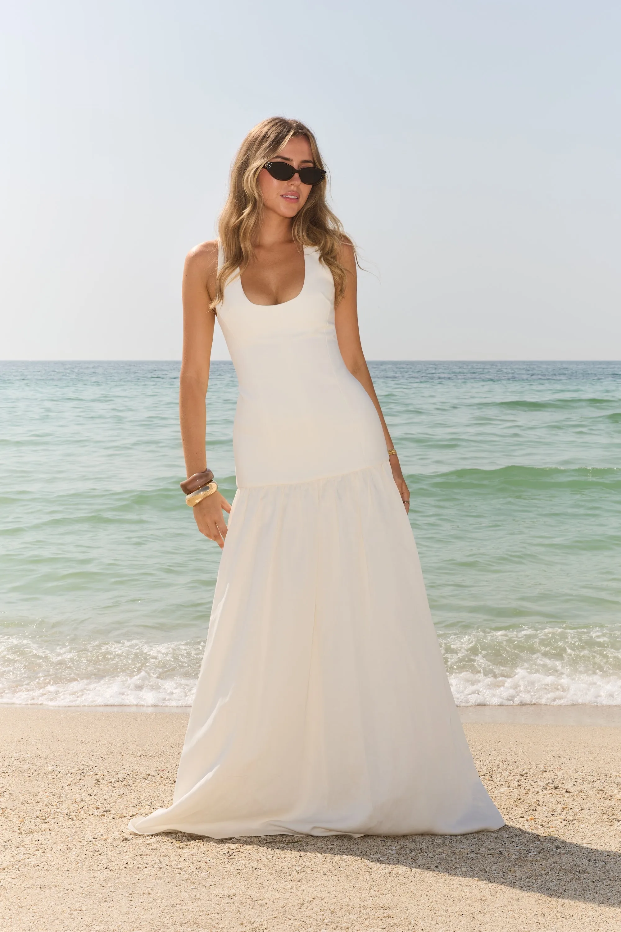 Linen Mix Dropped Waist Maxi Dress sold by Odd Muse