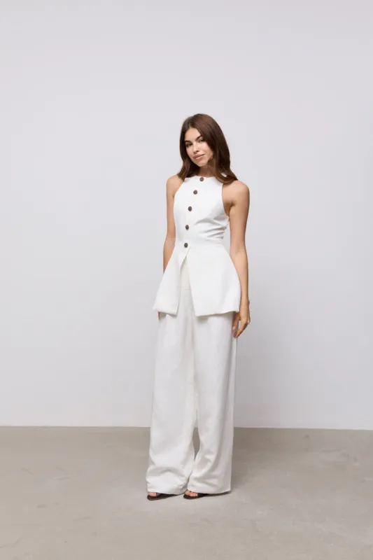 Linen Mix Wide Leg Trousers made by Odd Muse