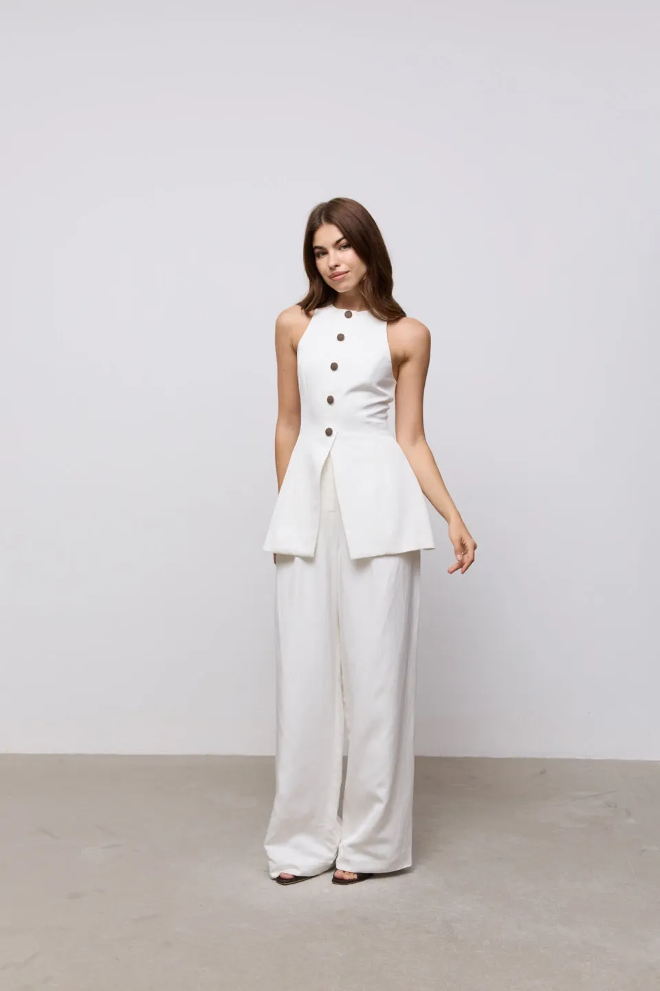 Linen Mix Wide Leg Trousers sold by Odd Muse product image thumbnail 2