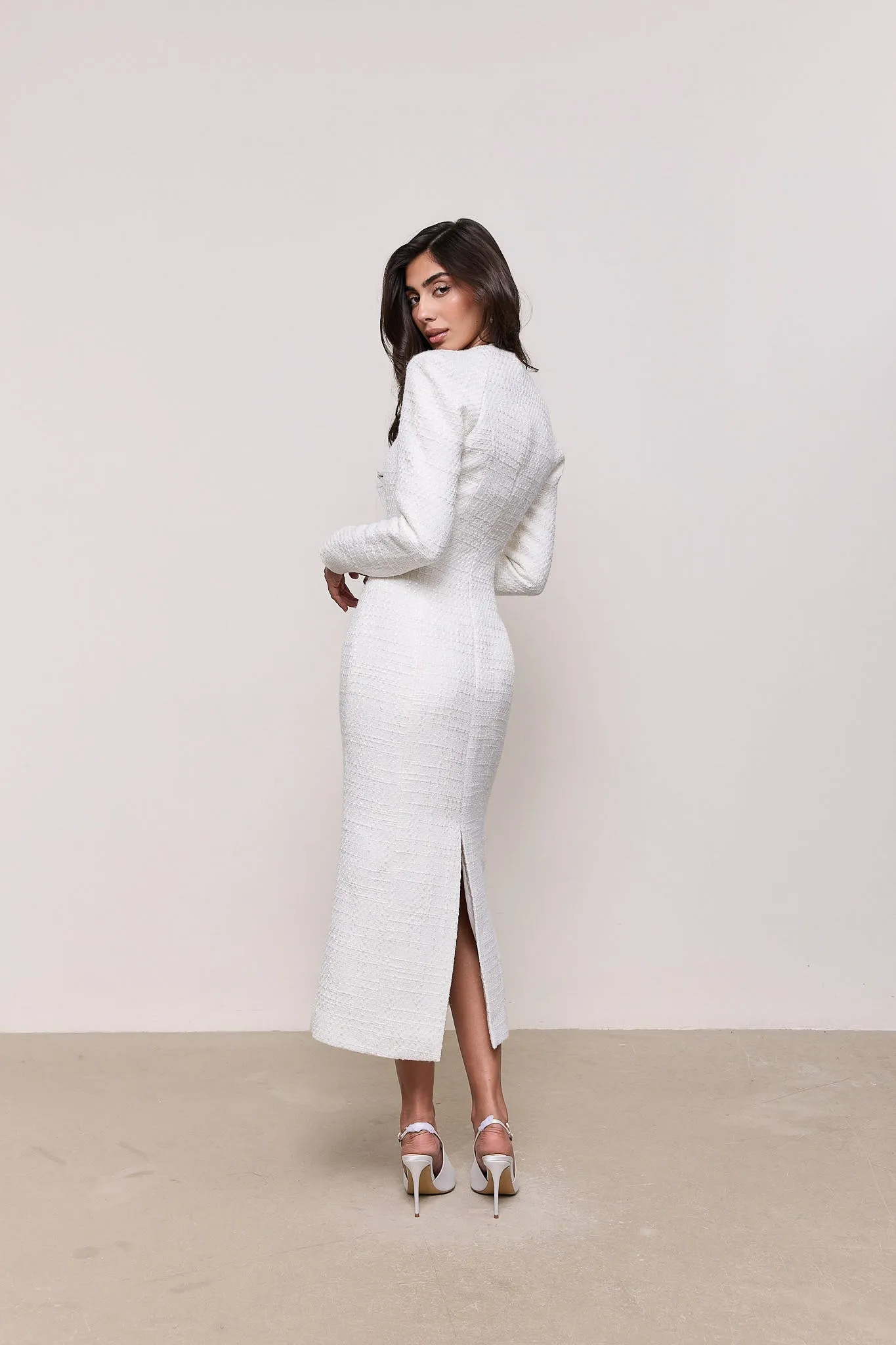 Bouclé Button Midi Dress sold by Odd Muse product image thumbnail 5