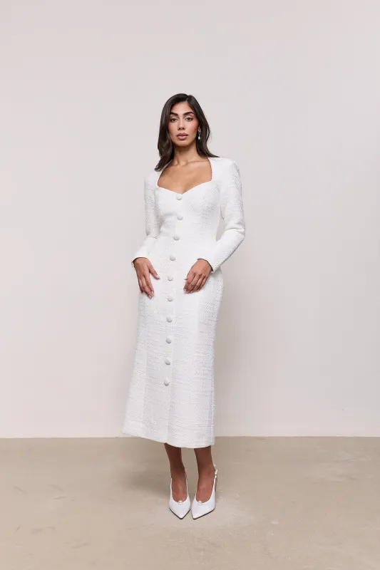 Bouclé Button Midi Dress made by Odd Muse