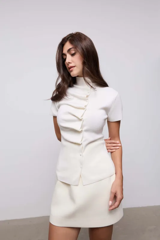 Wool Pleated Cap Sleeve Top made by Odd Muse