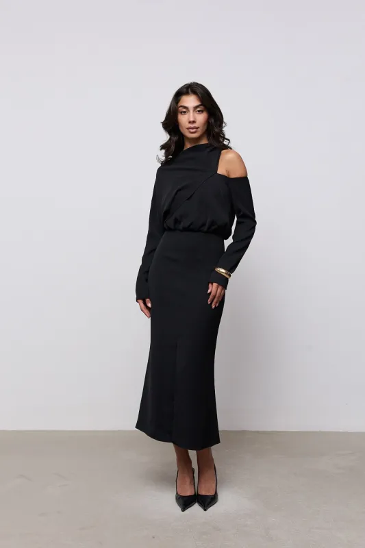 Draped One Shoulder Midi Dress made by Odd Muse