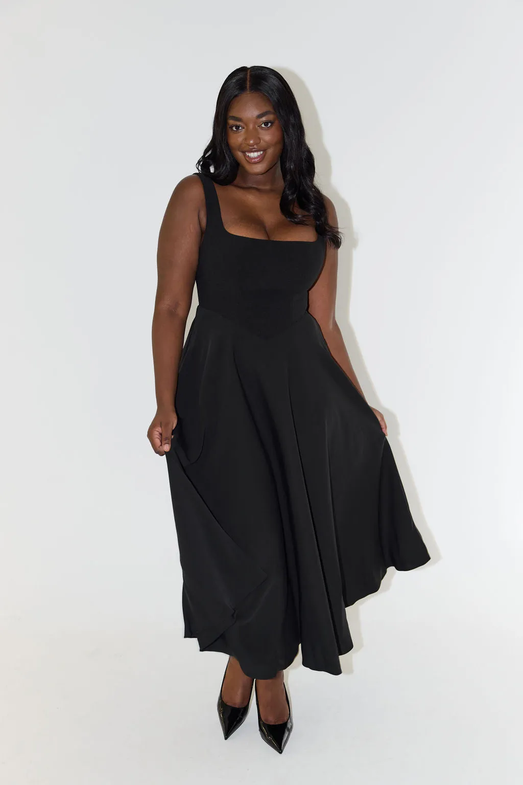 the ultimate muse high waist square neck midi dress Dark Green Velvet Flower Girl Dress Birthday Wedding party Bridesmaid –  Avadress
