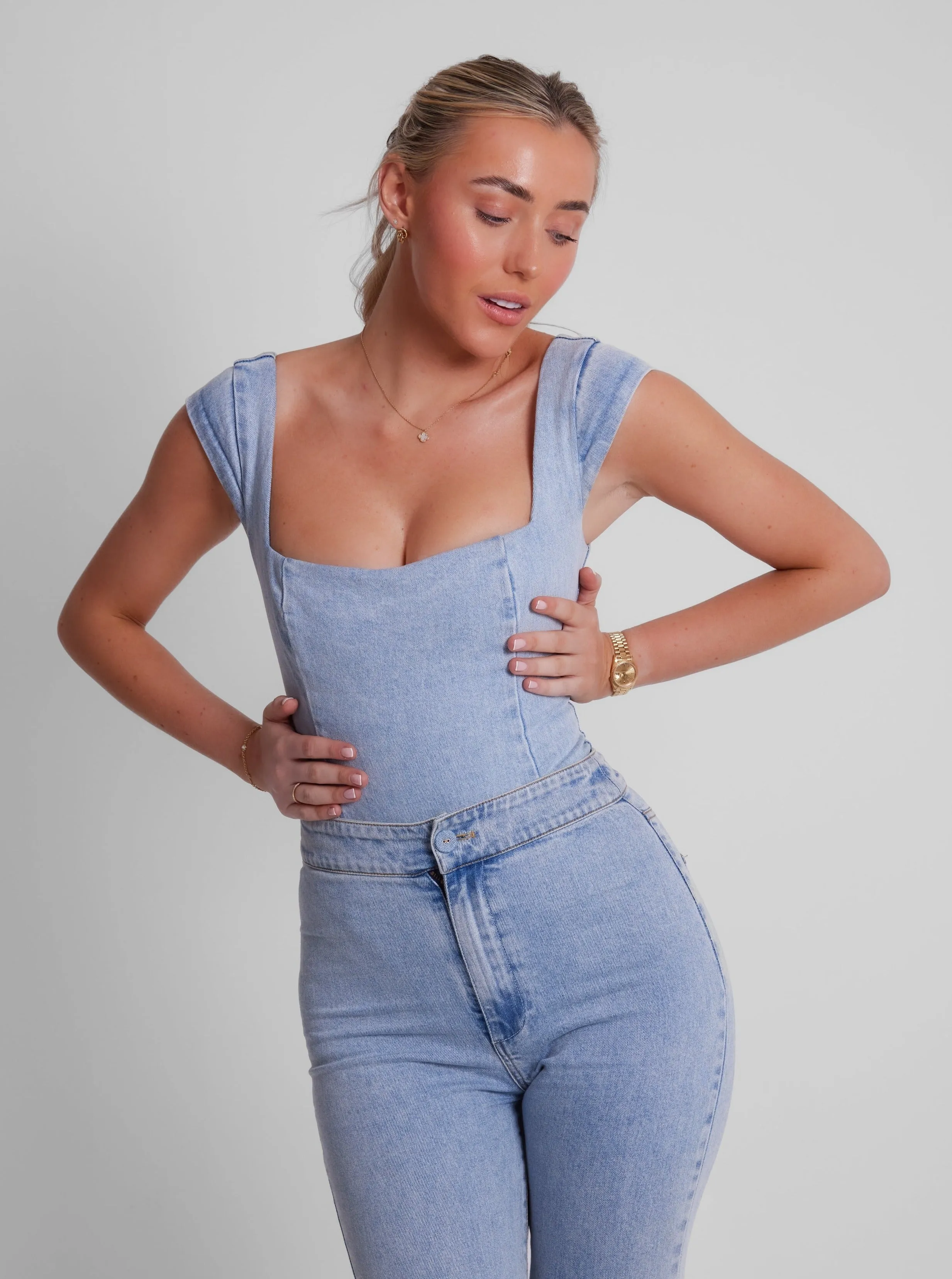 The Ultimate Muse Denim Bodysuit sold by Odd Muse